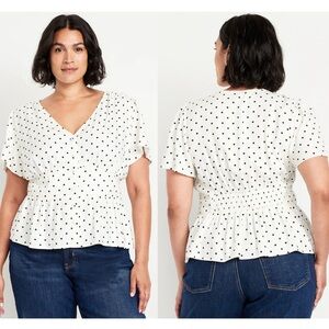 NWT Old Navy V-Neck Polka Dot Blouse, Large